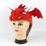 Custom Red Plush Fire Dragon Hat with White Horns & Wings | Novelty Costume Accessory for Adults & Kids - Image 3